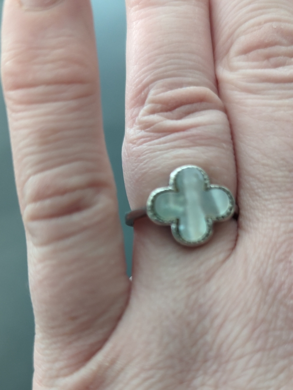 2010s Sterling Silver And Mother Of Pearl Trefoil Ring